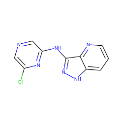 Clc1cncc(Nc2n[nH]c3cccnc23)n1 ZINC000166962070