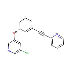 Clc1cncc(O[C@H]2C=C(C#Cc3ccccn3)CCC2)c1 ZINC000028524294