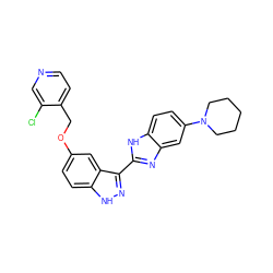 Clc1cnccc1COc1ccc2[nH]nc(-c3nc4cc(N5CCCCC5)ccc4[nH]3)c2c1 ZINC000653827775