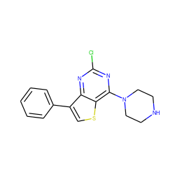 Clc1nc(N2CCNCC2)c2scc(-c3ccccc3)c2n1 ZINC000045354600