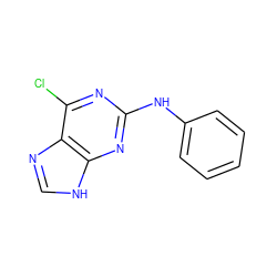 Clc1nc(Nc2ccccc2)nc2[nH]cnc12 ZINC000026165821