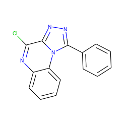 Clc1nc2ccccc2n2c(-c3ccccc3)nnc12 ZINC000000477382