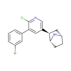 Clc1ncc([C@H]2C[C@@H]3CC[C@H]2N3)cc1-c1cccc(Br)c1 ZINC000049113641