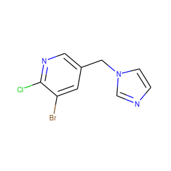 Clc1ncc(Cn2ccnc2)cc1Br ZINC000084633483