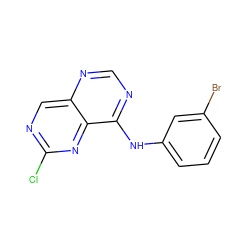 Clc1ncc2ncnc(Nc3cccc(Br)c3)c2n1 ZINC000003815264