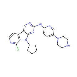 Clc1nccc2c3cnc(Nc4ccc(N5CCNCC5)cn4)nc3n(C3CCCC3)c12 ZINC000117686763