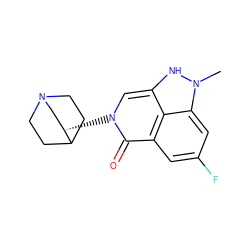 Cn1[nH]c2cn([C@H]3CN4CCC3CC4)c(=O)c3cc(F)cc1c23 ZINC000169724401