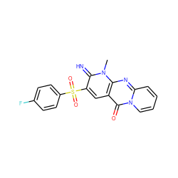 Cn1c(=N)c(S(=O)(=O)c2ccc(F)cc2)cc2c(=O)n3ccccc3nc21 ZINC000004295404