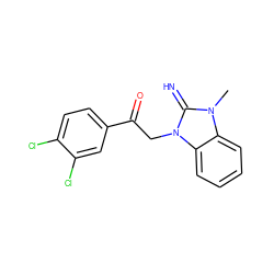 Cn1c(=N)n(CC(=O)c2ccc(Cl)c(Cl)c2)c2ccccc21 ZINC000019790097