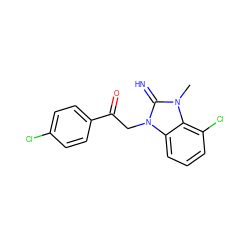 Cn1c(=N)n(CC(=O)c2ccc(Cl)cc2)c2cccc(Cl)c21 ZINC000029128146