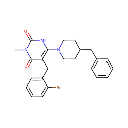 Cn1c(=O)[nH]c(N2CCC(Cc3ccccc3)CC2)c(Cc2ccccc2Br)c1=O ZINC000016079265