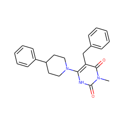 Cn1c(=O)[nH]c(N2CCC(c3ccccc3)CC2)c(Cc2ccccc2)c1=O ZINC000028707960