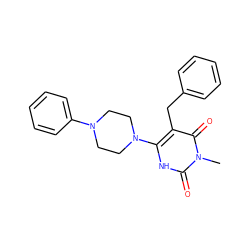 Cn1c(=O)[nH]c(N2CCN(c3ccccc3)CC2)c(Cc2ccccc2)c1=O ZINC000028707977