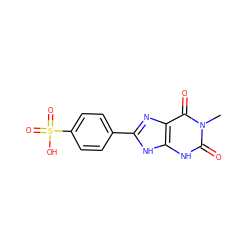 Cn1c(=O)[nH]c2[nH]c(-c3ccc(S(=O)(=O)O)cc3)nc2c1=O ZINC000013559502