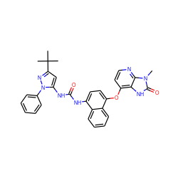 Cn1c(=O)[nH]c2c(Oc3ccc(NC(=O)Nc4cc(C(C)(C)C)nn4-c4ccccc4)c4ccccc34)ccnc21 ZINC000049780922