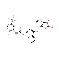 Cn1c(=O)[nH]c2c(Oc3ccc(NC(=O)Nc4cc(C(F)(F)F)ccc4F)c4ccccc34)ccnc21 ZINC000040949247