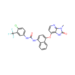 Cn1c(=O)[nH]c2c(Oc3ccc(NC(=O)Nc4ccc(Cl)c(C(F)(F)F)c4)c4ccccc34)ccnc21 ZINC000049872451