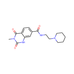 Cn1c(=O)[nH]c2cc(C(=O)NCCN3CCCCC3)ccc2c1=O ZINC000028641483