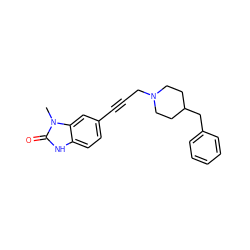 Cn1c(=O)[nH]c2ccc(C#CCN3CCC(Cc4ccccc4)CC3)cc21 ZINC000013813197