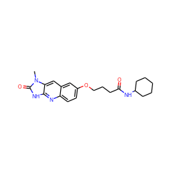 Cn1c(=O)[nH]c2nc3ccc(OCCCC(=O)NC4CCCCC4)cc3cc21 ZINC000013725648