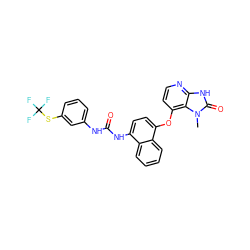 Cn1c(=O)[nH]c2nccc(Oc3ccc(NC(=O)Nc4cccc(SC(F)(F)F)c4)c4ccccc34)c21 ZINC000049872450