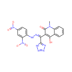 Cn1c(=O)c(/C(=N/Nc2ccc([N+](=O)[O-])cc2[N+](=O)[O-])c2nnn[nH]2)c(O)c2ccccc21 ZINC000008384810