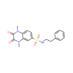 Cn1c(=O)c(=O)n(C)c2cc(S(=O)(=O)NCCc3ccccc3)ccc21 ZINC000001425433