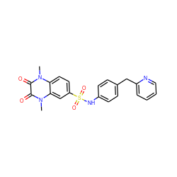 Cn1c(=O)c(=O)n(C)c2cc(S(=O)(=O)Nc3ccc(Cc4ccccn4)cc3)ccc21 ZINC000012428040