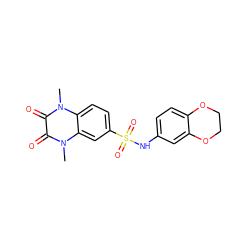 Cn1c(=O)c(=O)n(C)c2cc(S(=O)(=O)Nc3ccc4c(c3)OCCO4)ccc21 ZINC000004001680