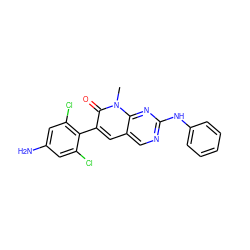 Cn1c(=O)c(-c2c(Cl)cc(N)cc2Cl)cc2cnc(Nc3ccccc3)nc21 ZINC000028331702