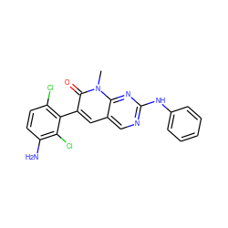 Cn1c(=O)c(-c2c(Cl)ccc(N)c2Cl)cc2cnc(Nc3ccccc3)nc21 ZINC000028332574