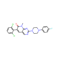 Cn1c(=O)c(-c2c(Cl)cccc2Cl)cc2cnc(N3CCN(c4ccc(F)cc4)CC3)nc21 ZINC000142048796