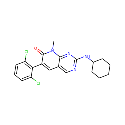 Cn1c(=O)c(-c2c(Cl)cccc2Cl)cc2cnc(NC3CCCCC3)nc21 ZINC000013780915