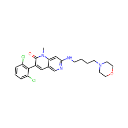 Cn1c(=O)c(-c2c(Cl)cccc2Cl)cc2cnc(NCCCCN3CCOCC3)cc21 ZINC000021289545