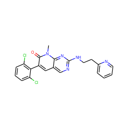 Cn1c(=O)c(-c2c(Cl)cccc2Cl)cc2cnc(NCCc3ccccn3)nc21 ZINC000003815561