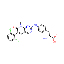 Cn1c(=O)c(-c2c(Cl)cccc2Cl)cc2cnc(Nc3ccc(C[C@@H](N)C(=O)O)cc3)nc21 ZINC000028341614