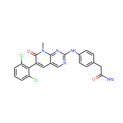 Cn1c(=O)c(-c2c(Cl)cccc2Cl)cc2cnc(Nc3ccc(CC(N)=O)cc3)nc21 ZINC000028128084