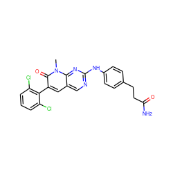 Cn1c(=O)c(-c2c(Cl)cccc2Cl)cc2cnc(Nc3ccc(CCC(N)=O)cc3)nc21 ZINC000028122949