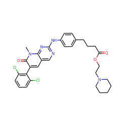 Cn1c(=O)c(-c2c(Cl)cccc2Cl)cc2cnc(Nc3ccc(CCCC(=O)OCCN4CCCCC4)cc3)nc21 ZINC000028130338