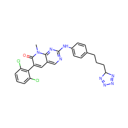 Cn1c(=O)c(-c2c(Cl)cccc2Cl)cc2cnc(Nc3ccc(CCCC4N=NN=N4)cc3)nc21 ZINC000028128046