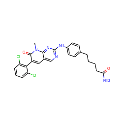 Cn1c(=O)c(-c2c(Cl)cccc2Cl)cc2cnc(Nc3ccc(CCCCC(N)=O)cc3)nc21 ZINC000028119153