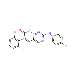 Cn1c(=O)c(-c2c(Cl)cccc2Cl)cc2cnc(Nc3ccc(I)cc3)nc21 ZINC000049694465