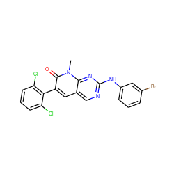 Cn1c(=O)c(-c2c(Cl)cccc2Cl)cc2cnc(Nc3cccc(Br)c3)nc21 ZINC000003815372