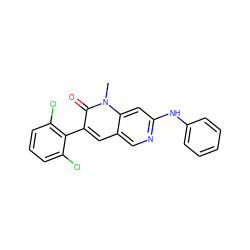 Cn1c(=O)c(-c2c(Cl)cccc2Cl)cc2cnc(Nc3ccccc3)cc21 ZINC000003832360