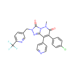 Cn1c(=O)c(-c2ccc(Cl)cc2)c(-c2ccncc2)c2nn(Cc3ccc(C(F)(F)F)nc3)c(=O)n21 ZINC000036436399