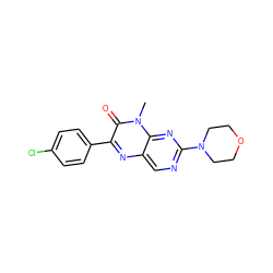 Cn1c(=O)c(-c2ccc(Cl)cc2)nc2cnc(N3CCOCC3)nc21 ZINC000004239104