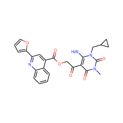 Cn1c(=O)c(C(=O)COC(=O)c2cc(-c3ccco3)nc3ccccc23)c(N)n(CC2CC2)c1=O ZINC000008830529