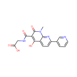 Cn1c(=O)c(C(=O)NCC(=O)O)c(O)c2ccc(-c3cccnc3)nc21 ZINC000103265032