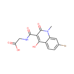 Cn1c(=O)c(C(=O)NCC(=O)O)c(O)c2ccc(Br)cc21 ZINC000103265028