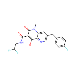 Cn1c(=O)c(C(=O)NCC(F)F)c(O)c2ncc(Cc3ccc(F)cc3)cc21 ZINC000103097531